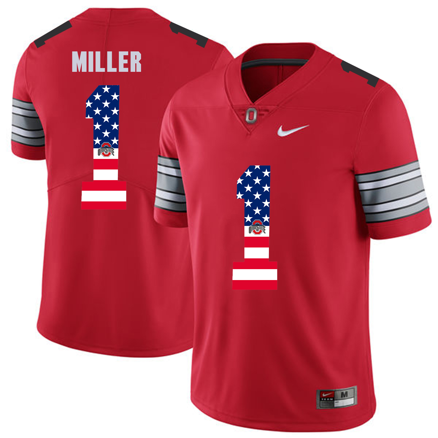 Men Ohio State #1 Miller Red Flag Customized NCAA Jerseys